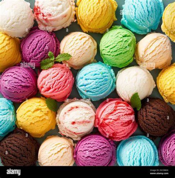 Scoops of ice cream in a cookie crust. 